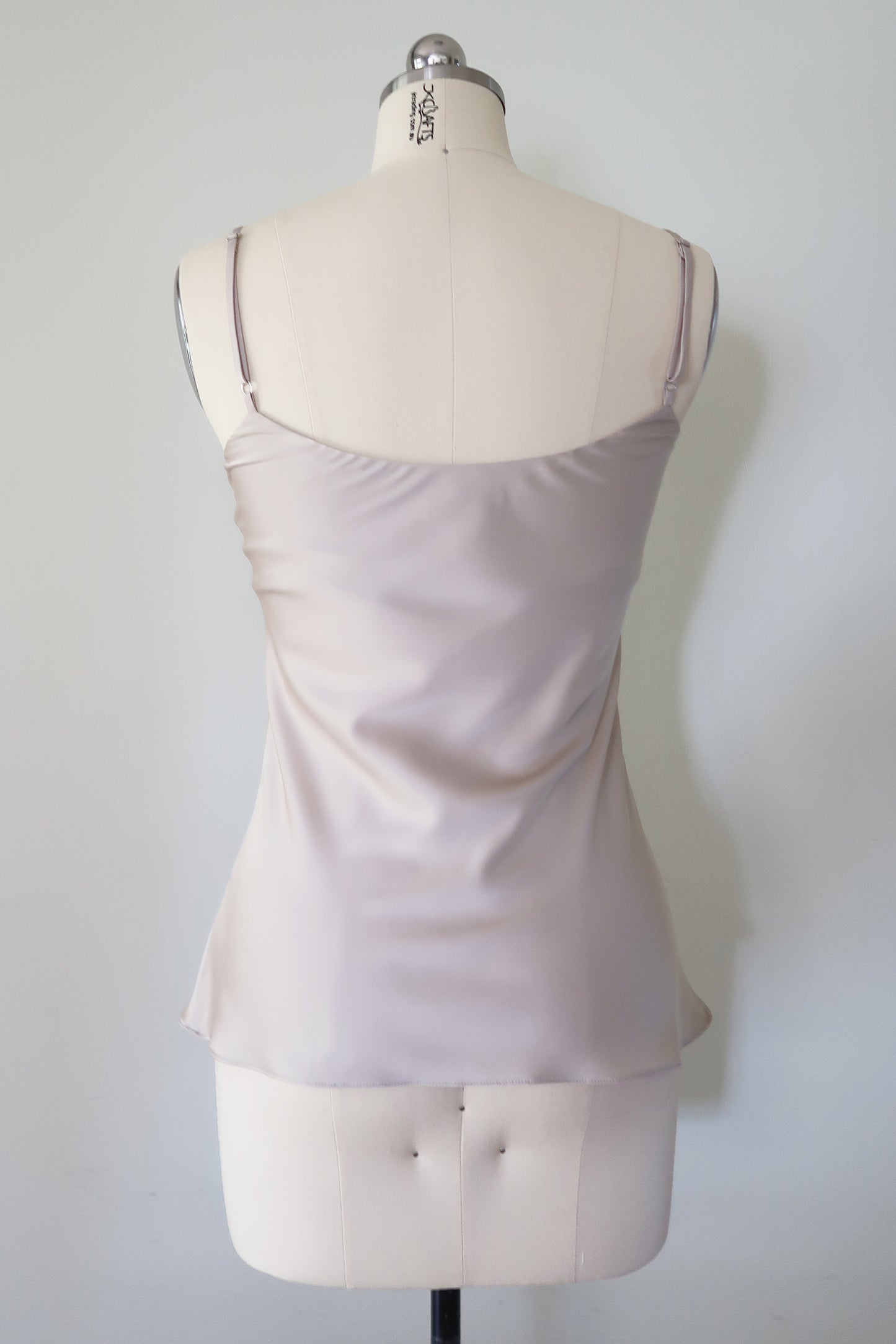 CRYSTAL EMBELLISHED SATIN TOP - BEIGE